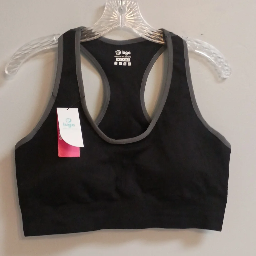 Women's Size XXXL High Impact Racerback Sports Bra Padded Black - Picture 8 of 10